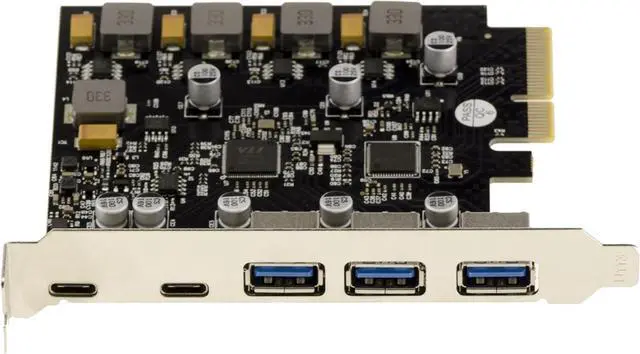 Alt view image 4 of 4 - KALEA-INFORMATIQUE PCIe Controller Card 5 Ports USB 3.1 10G 3 Ports Type A and 2 Ports Type C Self-Powered High Power Chipset Via VL820 and ASM3142