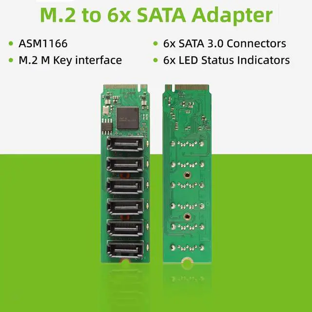 Alt view image 7 of 7 - M to 6 SATA3.0 Converters Card for Gaming Rigs and Workstations