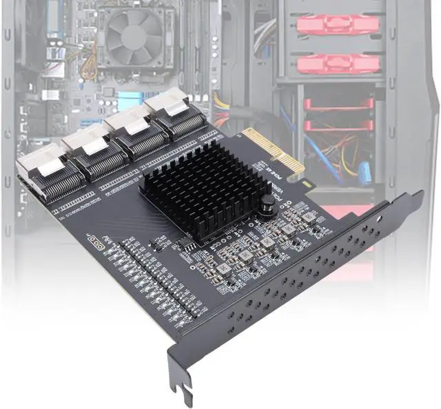 Alt view image 5 of 7 - GOWENIC PCIE to SFF 8087 Adapter, Connects up to 16 Serial ATA 3.0 Hard Drives, with Four MINI SAS Interfaces, for Win 10 11 2003 System