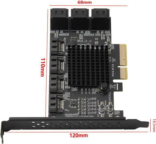 Alt view image 2 of 7 - Serial with Ata 3.0 Expansion Card Pci-e X4 3.0 10-Port Controller Card Adapter for Stable and Fast Transmission Rate Workstation Large Capacity Server