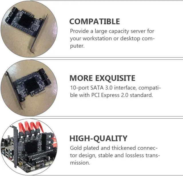 Alt view image 3 of 7 - Pci-e X4 3.0 Expansion Card Adapter with 10-Port Serial Ata 3.0 Interface for Desktop Computer, Low Heat Productivity and Fast Transmission Rate, Compatible with Large Capacity