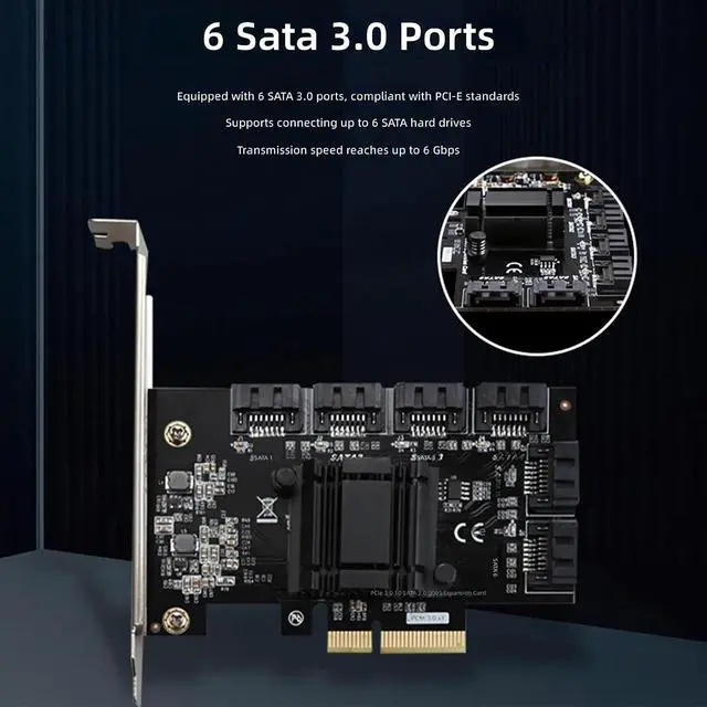Alt view image 2 of 7 - TXB119 / TXB113 6 Port SATA3.0 PCIE Expansion Card Industrial ASM1166 Chip Hard Drive Adapter Card Controller for Desktop