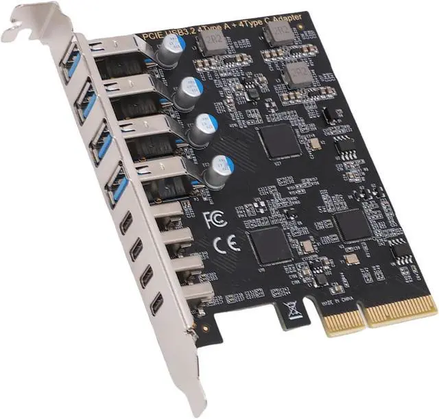 Alt view image 3 of 7 - Jiawu PCI Express Expansion Card Versatile 8 Ports USB 3.2 Gen 2 for Desktop with 4 Type C 4 Type A Ports Black