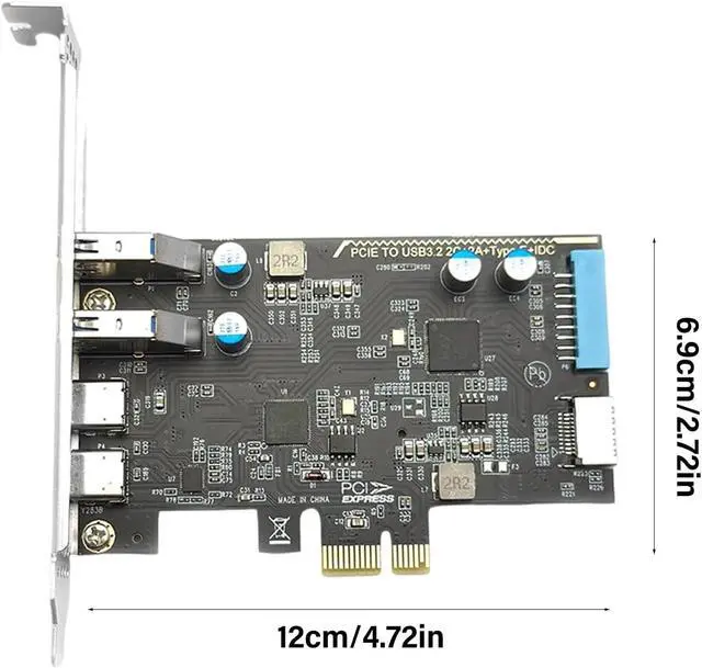Alt view image 7 of 7 - PCIe to Type C Expansion Card with 2 USB3.0 Port for Fast Speed Data Transfer and 4K Display PCIe Adapter