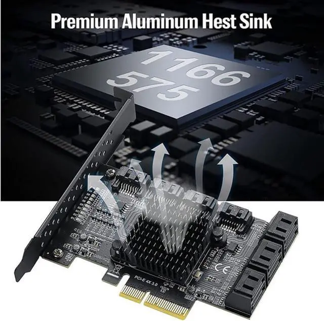 Alt view image 5 of 7 - LALAFINA 10-Port Serial Ata 3.0 Expansion Card Pci-e X4 Controller Adapter with Fast Transmission Rate and Low Heat Productivity for Hard Drive and Workstation Use