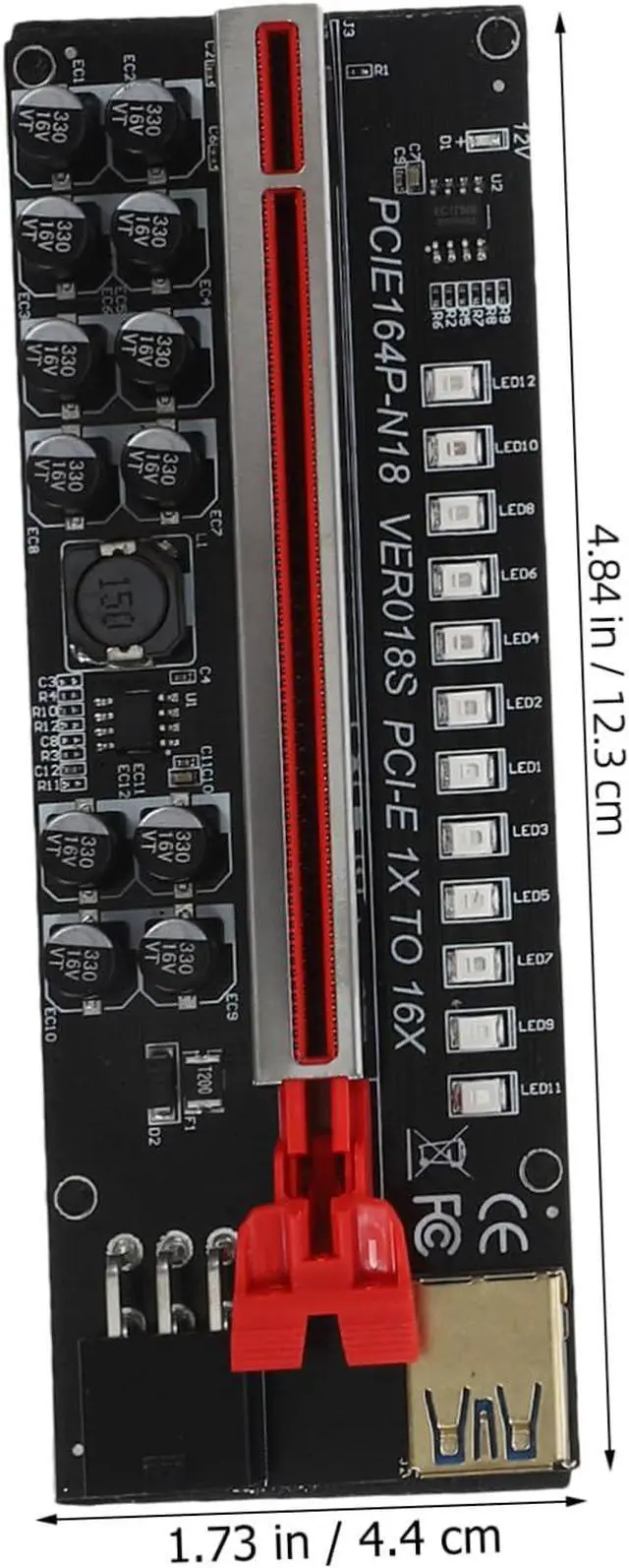 Alt view image 2 of 7 - 1Set Pcie Riser to GPU Extension Cable for Mining Connectors Solid Capacitors for Stable Power Supply USB Ports for Fast Data Transmission
