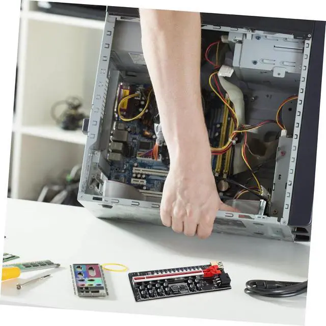 Alt view image 7 of 7 - 1Set Pcie Riser to GPU Extension Cable for Mining Connectors Solid Capacitors for Stable Power Supply USB Ports for Fast Data Transmission