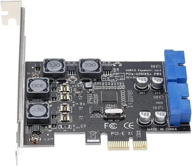 Alt view image 3 of 7 - PCI-E USB3.0 Express Card 4 Ports External Dual 19/20Pin Front Connector Expansion Card