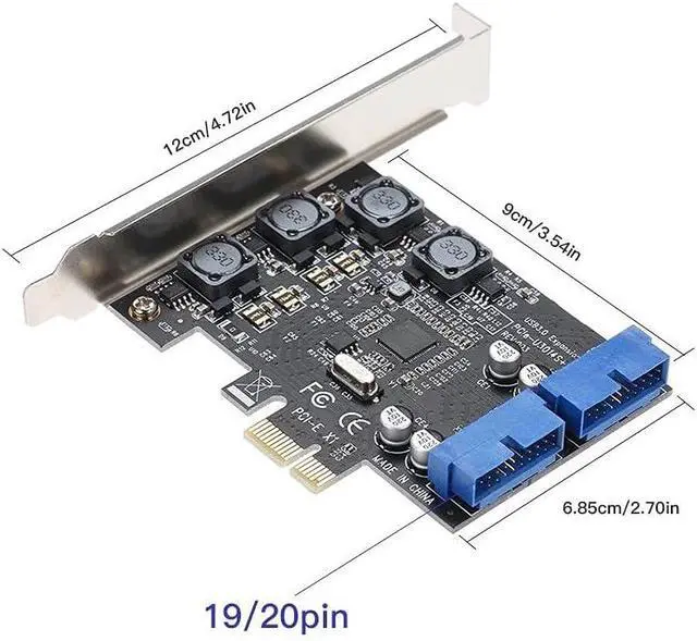 Alt view image 7 of 7 - PCI-E USB3.0 Express Card 4 Ports External Dual 19/20Pin Front Connector Expansion Card