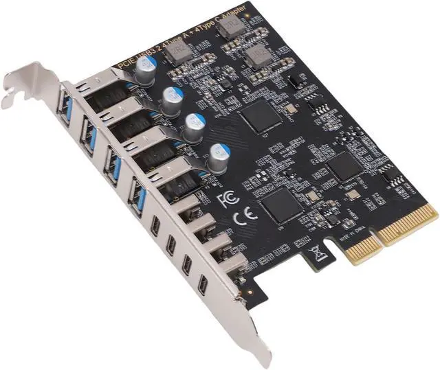 Alt view image 7 of 7 - Jiawu PCI Express Expansion Card Versatile 8 Ports USB 3.2 Gen 2 for Desktop with 4 Type C 4 Type A Ports Black