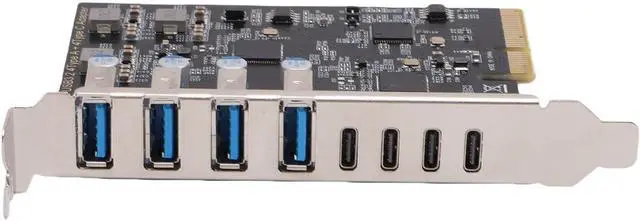 Alt view image 6 of 7 - PCIe to USB 3.2 Gen 2 Card, 8 Ports 4xType C 4xType A, 10Gbps Bandwidth, PCIe Expansion Card, Fast Data Transfer, Support OS X System