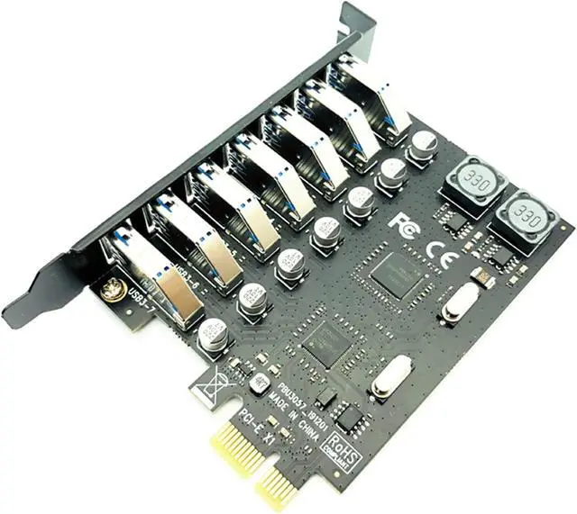 Alt view image 3 of 6 - 5X USB 3.0 PCI-E Expansion Card Adapter 7 Ports Hub Adapter External Controller PCI-E Extender PCI Express Card