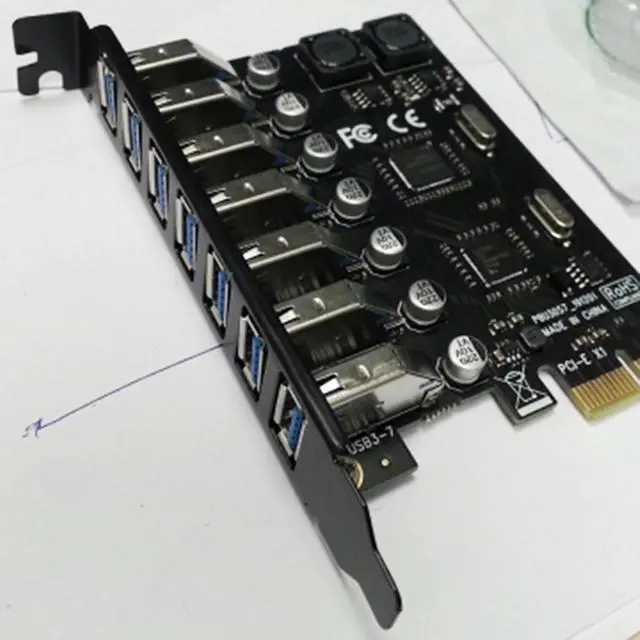 Alt view image 4 of 6 - 5X USB 3.0 PCI-E Expansion Card Adapter 7 Ports Hub Adapter External Controller PCI-E Extender PCI Express Card