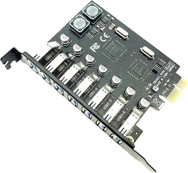 Alt view image 2 of 6 - 5X USB 3.0 PCI-E Expansion Card Adapter 7 Ports Hub Adapter External Controller PCI-E Extender PCI Express Card