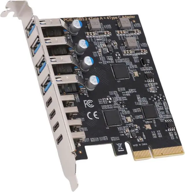 Alt view image 6 of 7 - Dpofirs PCIe to USB 3.2 Gen 2 Card 8 Ports 4X TypeC 4X TypeA 10Gbps Bandwidth Expansion Card for Desktop PC, Add USB C & A Connectivity
