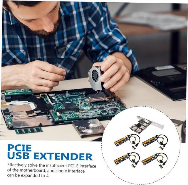 Alt view image 2 of 7 - Pci-e Extender USB Card Adapter with Terminal Plug High Performance Stable Pci Express Expansion for Multiple USB Devices Easy Installation for Desktop