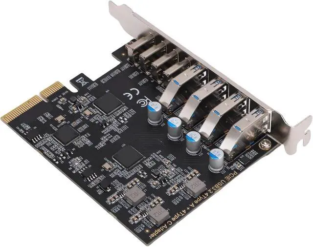 Alt view image 4 of 7 - Jiawu PCI Express Expansion Card Versatile 8 Ports USB 3.2 Gen 2 for Desktop with 4 Type C 4 Type A Ports Black