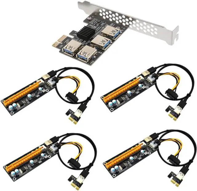 Main image of TEHAUX PCI-E 1 to 4 Adapter Card USB 3.0 PCIe Riser Extender for Computer Accessories High-Speed PCI-E Card Adapter for Gaming and Mining