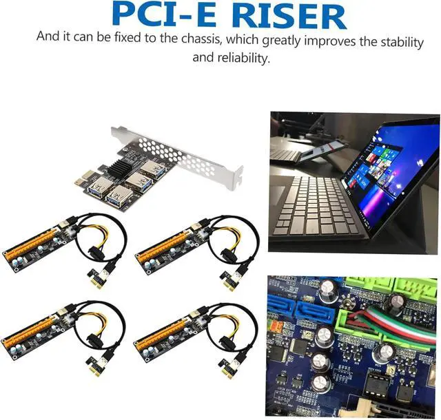 Alt view image 2 of 7 - TEHAUX PCI-E 1 to 4 Adapter Card USB 3.0 PCIe Riser Extender for Computer Accessories High-Speed PCI-E Card Adapter for Gaming and Mining