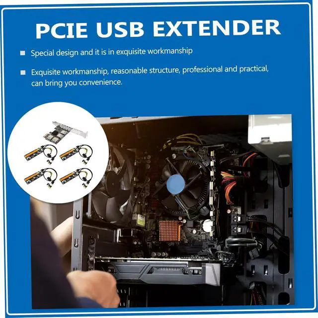 Alt view image 4 of 7 - TEHAUX PCI-E 1 to 4 Adapter Card USB 3.0 PCIe Riser Extender for Computer Accessories High-Speed PCI-E Card Adapter for Gaming and Mining