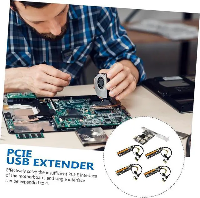 Alt view image 3 of 7 - Tofficu Pci-e Adapter Card Pcie Riser USB Mining Extender Pcie to USB High Performance Riser Card