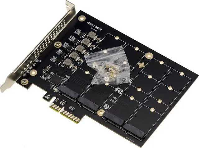 Alt view image 4 of 4 - KALEA-INFORMATIQUE M2 PCIe 3.0 x4 Controller Card for 4 SSD M.2 NVMe M Key Works Without Bifurcation Mode