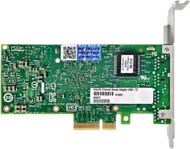 Alt view image 3 of 3 - 1Gb Network Card I350-T2 Ethernet Server Gigabit LAN Adapter I350T2V2Blk Chip Dual Rj45 Port Pci Express 2.1 X4 Nic(Short Bracket)