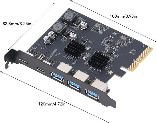 Alt view image 2 of 7 - USB 3.2 Gen2 Pcie Expansion Card Durable PCB Material High Speed 10Gbps Expansion Card with 3 Type A and 2 Type C Ports Multi Device Connectivityfor Computer Motherboard Upgrade