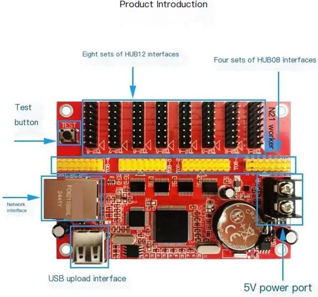 Alt view image 5 of 5 - Control Card FK-8N2 Network Port Network USB Flash Disk Opera Stage subtitle Screen Single and Double Color LED Display 8n2