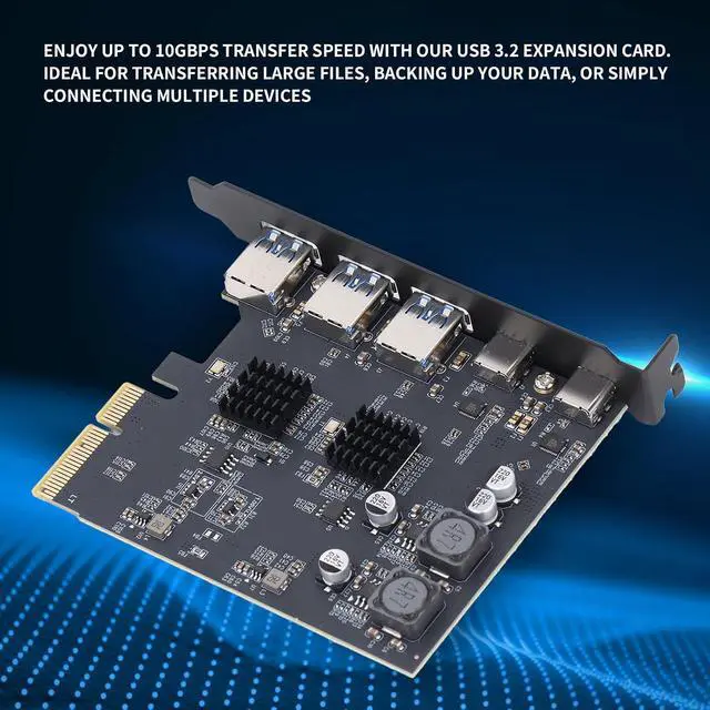 Alt view image 7 of 7 - USB 3.2 Gen2 Pcie Expansion Card Durable PCB Material High Speed 10Gbps Expansion Card with 3 Type A and 2 Type C Ports Multi Device Connectivityfor Computer Motherboard Upgrade