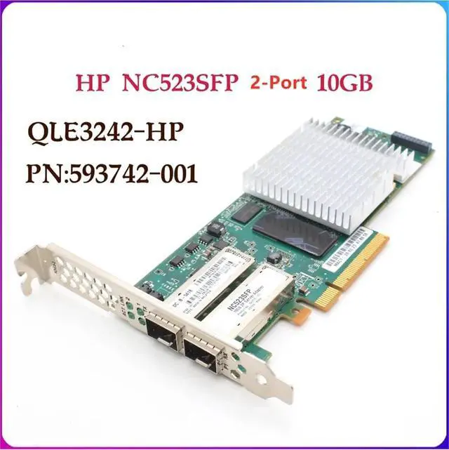 Alt view image 2 of 3 - 10GB 2 Port Dual Port 593742-001 593715-001 for NC523SFP QLE3242 10G Fiber Optic Network Card 593717-b21(High Profile Bracket)
