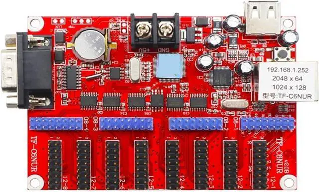 Alt view image 3 of 4 - Dazzle Blue Light Control Card TF-C6NUR Network Port U Disk Serial Port Single and Dual Color led Display M6NUR C6NUR