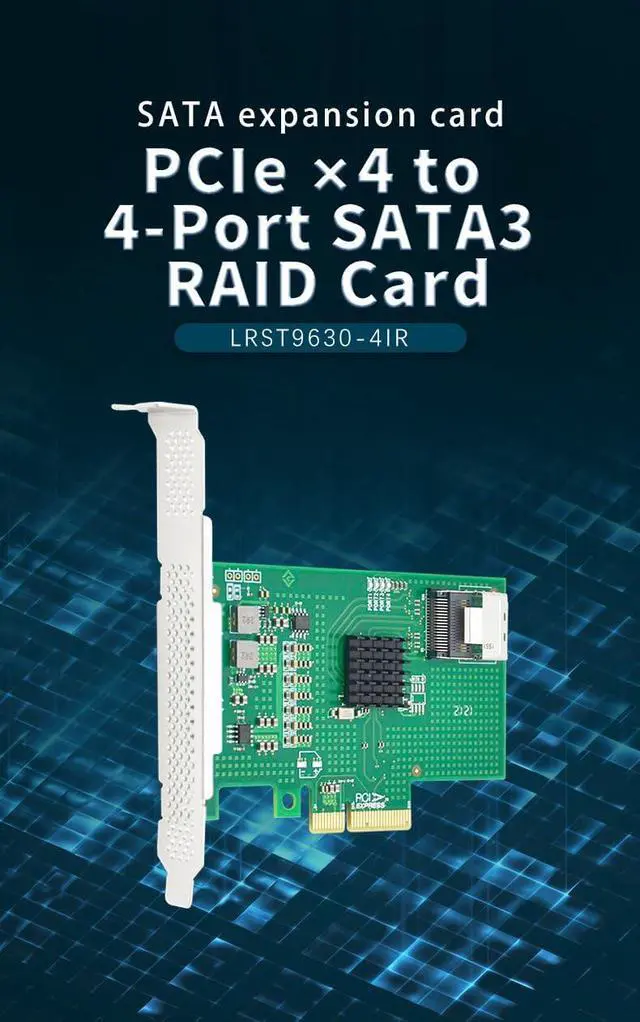 Alt view image 5 of 7 - PCIe x4 SATA RAID Card, 4 Port 6Gb/s, Marvell 88SE9230, RAID 0/1 Support, SFF-8087