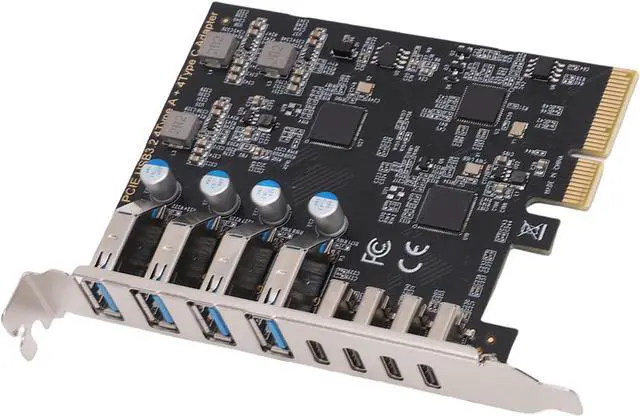 Alt view image 2 of 7 - Jiawu PCI Express Expansion Card Versatile 8 Ports USB 3.2 Gen 2 for Desktop with 4 Type C 4 Type A Ports Black
