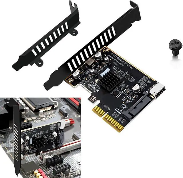 Alt view image 2 of 7 - USB 3.2 Gen2 Front Panel Converter PCIe 4X Slot 20Gbps Adapter with Oxidation-Resistant Contacts