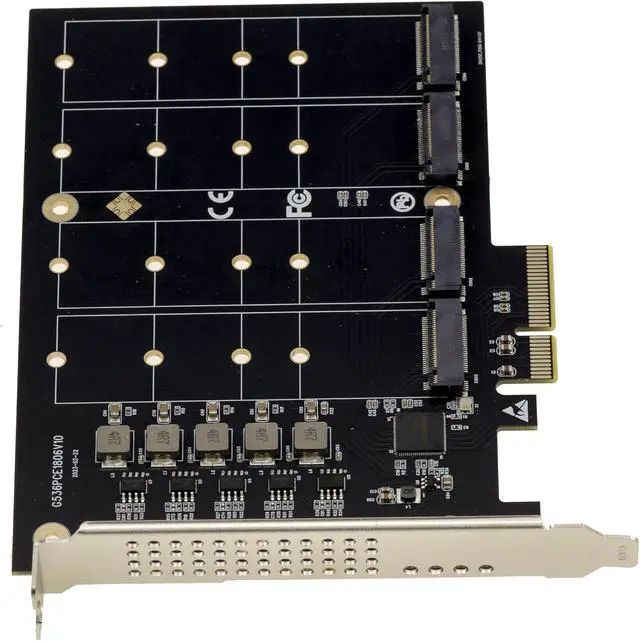 Alt view image 3 of 4 - KALEA-INFORMATIQUE M2 PCIe 3.0 x4 Controller Card for 4 SSD M.2 NVMe M Key Works Without Bifurcation Mode