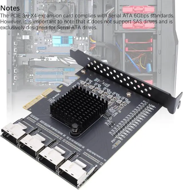 Alt view image 2 of 7 - GOWENIC PCIE to SFF 8087 Adapter, Connects up to 16 Serial ATA 3.0 Hard Drives, with Four MINI SAS Interfaces, for Win 10 11 2003 System