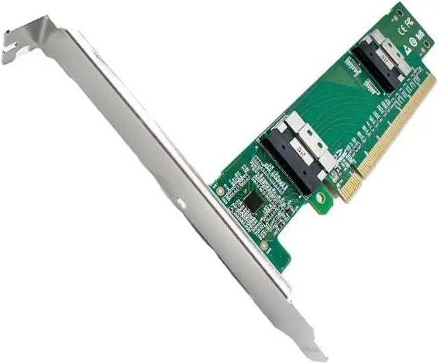 Alt view image 4 of 4 - PCIe 4.0 x16 to Dual SlimSAS 8i Adapter - 4 NVMe SSD Support, U.2 Compatible, SFF-9402 Standard