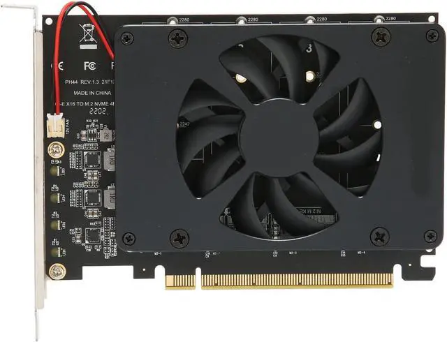 Alt view image 7 of 7 - Septpenta M.2 PCIE Adapter, 4X32gbps Full Speed Signal DC Power Chip, PCIE X16 Interface for Enhanced Heat Dissipation, PCIE 4.0 X16 4 Port M.2, PCIE Raid Function for Windows