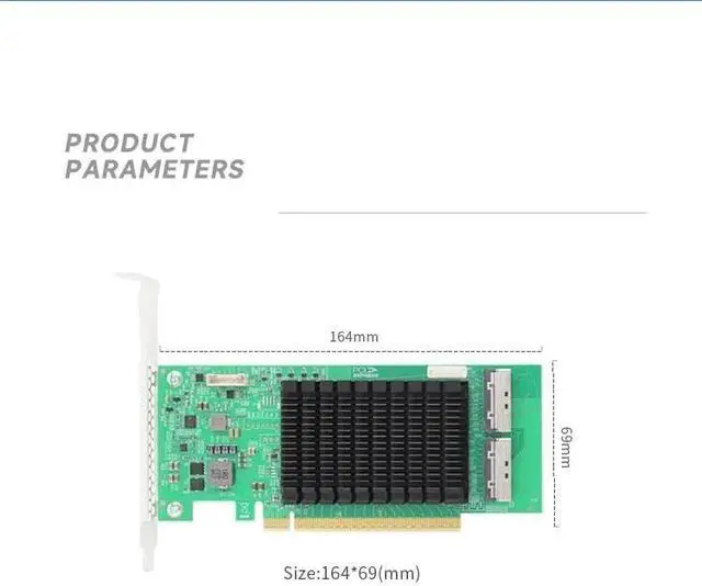 Alt view image 3 of 7 - PCIe5.0 Retimer NVMe Adapter, Two x8 MCIO Connector, PCIe 5.0 x16 Enabled NVMe Gen5.0 SSD or PCIe 5.0 Device