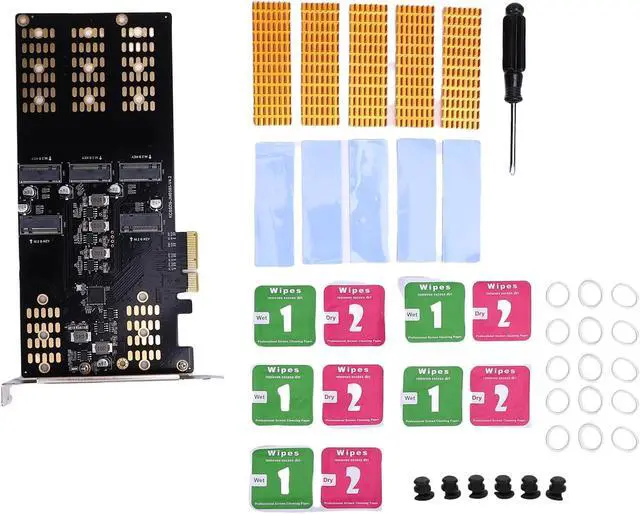 Alt view image 6 of 7 - Fabater M.2 PCIe to M.2 Serial ATA SSD Adapter Easy Installation 5 Slot Card for Enhanced Performance