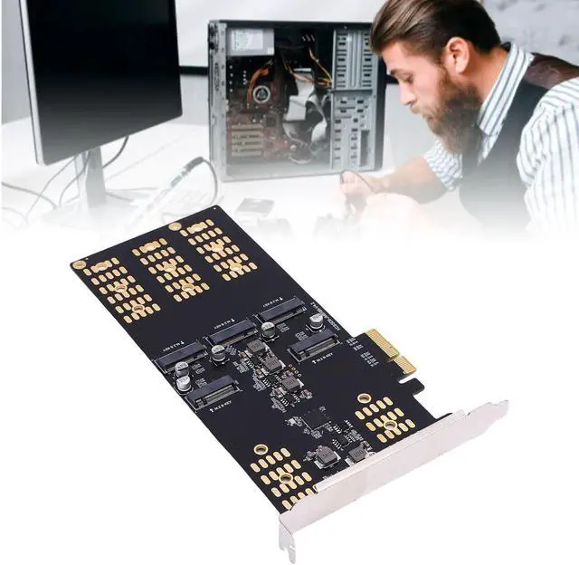 Alt view image 3 of 7 - Fabater M.2 PCIe to M.2 Serial ATA SSD Adapter Easy Installation 5 Slot Card for Enhanced Performance