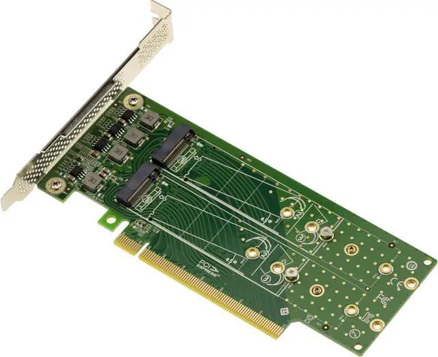 Alt view image 2 of 6 - KALEA-INFORMATIQUE Dual Sided PCIe Gen 4.0 x16 Controller Card for 4 SSD M.2 NVMe M Key Mount Low or High Profile