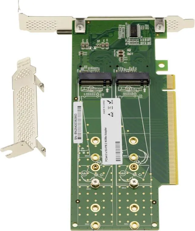 Alt view image 4 of 6 - KALEA-INFORMATIQUE Dual Sided PCIe Gen 4.0 x16 Controller Card for 4 SSD M.2 NVMe M Key Mount Low or High Profile