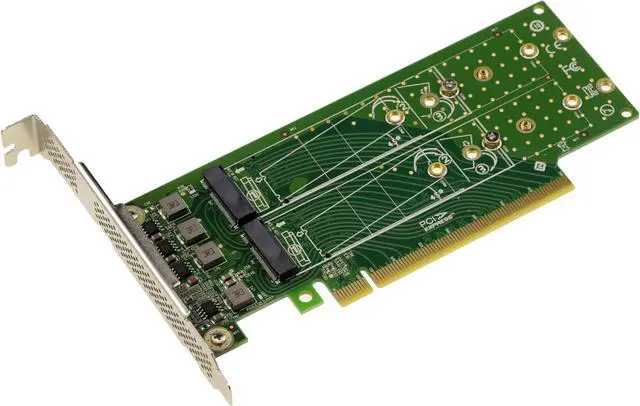 Alt view image 6 of 6 - KALEA-INFORMATIQUE Dual Sided PCIe Gen 4.0 x16 Controller Card for 4 SSD M.2 NVMe M Key Mount Low or High Profile