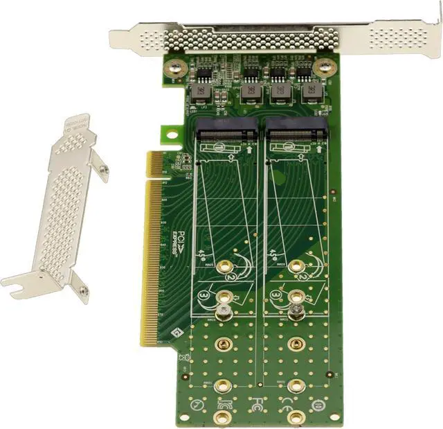 Alt view image 5 of 6 - KALEA-INFORMATIQUE Dual Sided PCIe Gen 4.0 x16 Controller Card for 4 SSD M.2 NVMe M Key Mount Low or High Profile