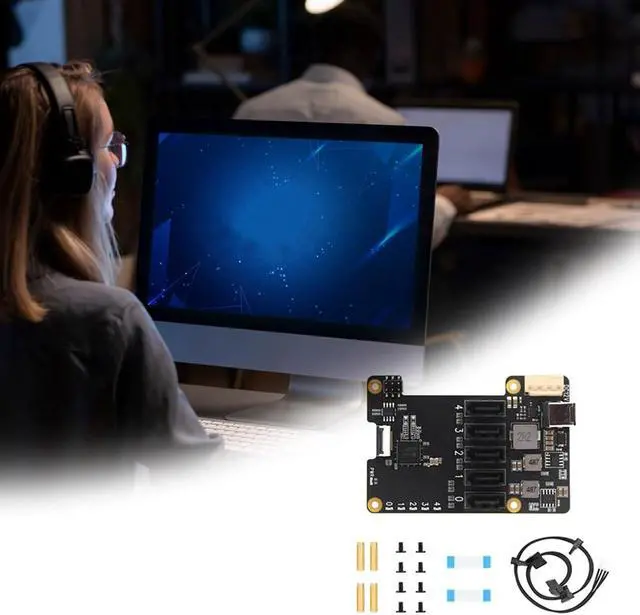 Alt view image 5 of 7 - Expansion Card X1009 PCIe to 5-Port Expansion Board for 5 5B SATA3.0 Interfaces Fast 5Gbps Data Transfer