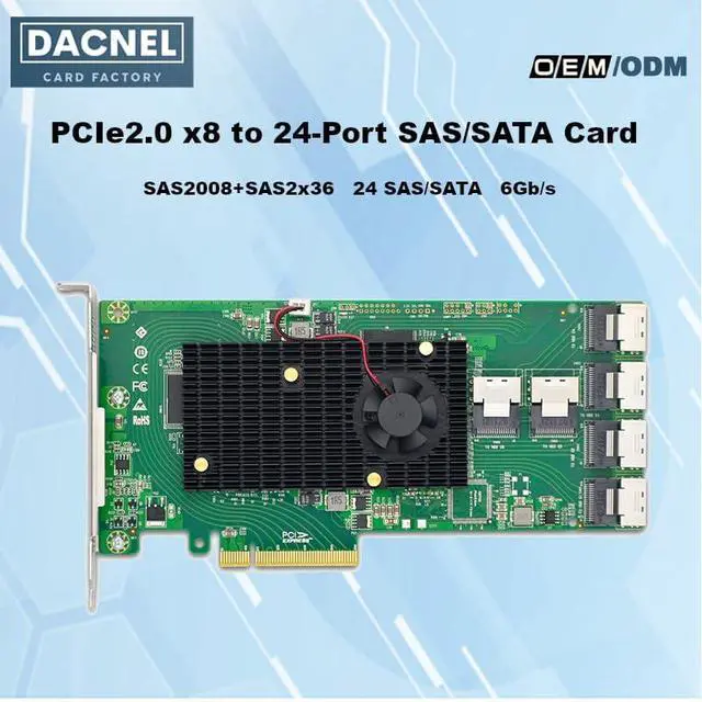 Alt view image 2 of 6 - PCIe x8 SAS Expansion Card, 24-Port SAS/SATA, SFF-8087, 6Gb/s, UEFI Support