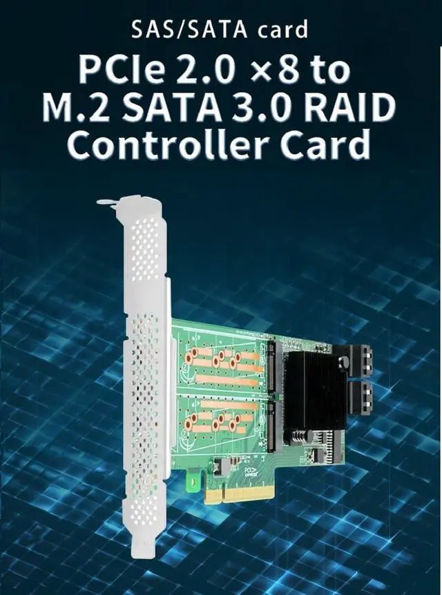 Alt view image 5 of 7 - PCIe 2.0 x8 RAID Controller Card, 8-Port M.2 SATA 3.0, SAS2008 Chipset, UEFI Support