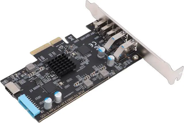 Alt view image 4 of 7 - 10Gbps PCIe to USB C 3.0 Card, 5 Ports PCI Express Expansion Card with 3 Type C Ports, 2 USB .0, Type E, 19P IDC, for Desktop PC